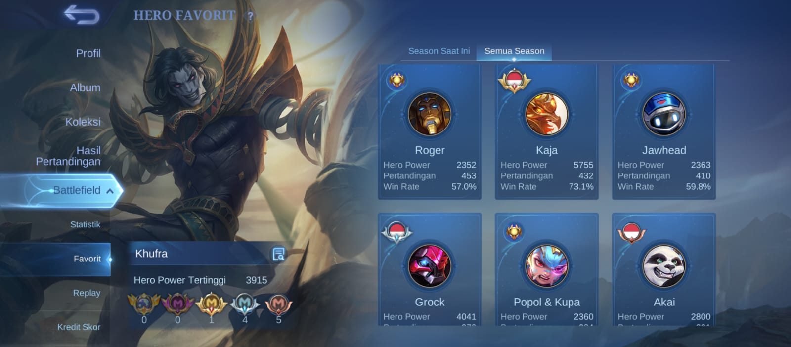 Akun Mobile Legend | Roamer | WR BAGUS - Gambar 3